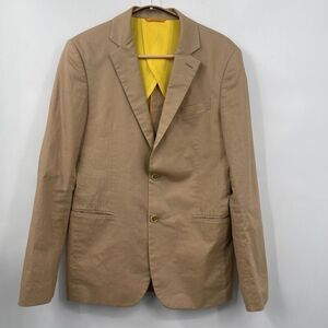 Jun Hashimoto Tan Two Button Linen Blend Blazer Tailored Jacket Size Medium